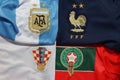 View of the Logo of Argentina,Croatia, Franceand Morocco National Football Team Crest