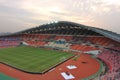 Bangkok , Thailand - December 8 ,2016 : Wide angle shot of Rajamangala stadium before match to night against colorful dramatic sky