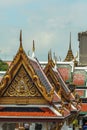 Elements of pavilions of the Grand Palace complex. Ancient architecture of Asia. Sights of Bangkok.