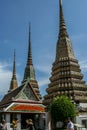 Elements of pavilions of the Grand Palace complex. Ancient architecture of Asia. Sights of Bangkok.