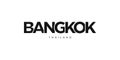 Bangkok in the Thailand emblem. The design features a geometric style, vector illustration with bold typography in a modern font.