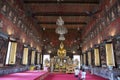 Golden Buddha statue in the Phra Ubosot of Wat Saket