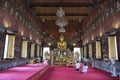 Golden Buddha statue in the Phra Ubosot of Wat Saket