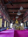 Golden Buddha statue in the Phra Ubosot of Wat Saket