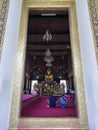 Golden Buddha statue in the Phra Ubosot of Wat Saket