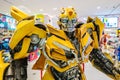 Model replica of Bumblebee from The Transformers on display in shopping mall