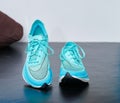 Bangkok,Thailand,Feb 10,2021- teal aqua Nike running shoes front view