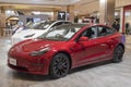 Tesla electric cars display on the showroom in the shopping mall, Bangkok