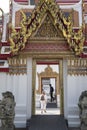 Tourists visit to Wat Phra Chetuphon Vimolmangkalaram Temple in Bangkok