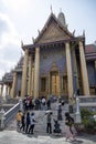 Tourists visit to Wat Phra Kaew or the Temple of the Emerald Buddha inside Grand Palace, Bangkok Royalty Free Stock Photo