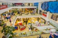 BANGKOK, THAILAND, FEBRUARY 02, 2018: Above view of unidentified people inside of Siam Paragon shopping mall in Bangkok