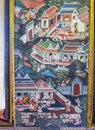 Vintage fresco of Wat Pho in Bangkok, Thailand