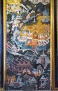 Vintage fresco of Wat Pho in Bangkok, Thailand