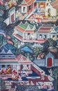 Vintage fresco of Wat Pho in Bangkok, Thailand