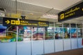 BANGKOK, THAILAND - FEBRUARY 01, 2018: Close up of informative sign of baggage claim and gate 1 inside of Bangkok Royalty Free Stock Photo