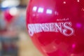 Bangkok, Thailand - February 11, 2022 : Logo of Swensen`s on red balloon. Swensen`s ice cream one of the most famous ice cream