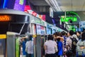 Bangkok, Thailand - February 28, 2017: Crowd of passengers on BTS Skytrain waiting for BTS at Siam station to continue to