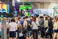 Bangkok, Thailand - February 28, 2017: Crowd of passengers on BTS Skytrain waiting for BTS at Siam station to continue to