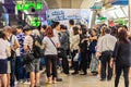 Bangkok, Thailand - February 28, 2017: Crowd of passengers on BTS Skytrain waiting for BTS at Siam station to continue to