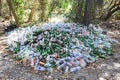 Garbage recycle plastic and glass bottle in nature pollution or waiting for recycling pollution waste management concept