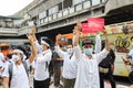 Myanmar protesters joined thai protesters protest at Pathumwan Intersection