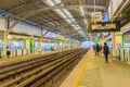 Bangkok, Thailand - February 28, 2017: Passengers wait for BTS S