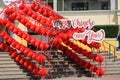 Rows of traditional chinese style red lanterns