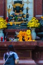 Bangkok, Thailand - February 22, 2017: Unidentified woman is praying to black Brahma worship ceremony at the Empire Royalty Free Stock Photo