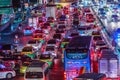 Bangkok, Thailand - February 21, 2017: View of long traffic jam Royalty Free Stock Photo