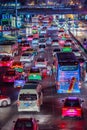 Bangkok, Thailand - February 21, 2017: View of long traffic jam