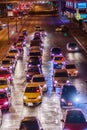 Bangkok, Thailand - February 21, 2017: View of long traffic jam