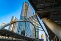 View of public sky walk at Chong Nonsi train station in Bangkok