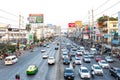 BANGKOK, THAILAND 02 FEBURARY 2021: Traffic during rush hour on Ngamwongwan Road in Bangkok Royalty Free Stock Photo