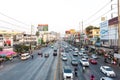 BANGKOK, THAILAND 02 FEBURARY 2021: Traffic during rush hour on Ngamwongwan Road in Bangkok Royalty Free Stock Photo