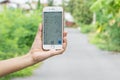 Google Map app display on iphone screen in female hands on November 29,2016 in Thailand