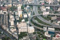 aerial view of the skyline of Bangkok with highway and bridges