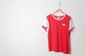 Bangkok, Thailand - Jan 18, 2022 : Arsenal retro shirt hanging on wall Royalty Free Stock Photo