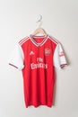 Bangkok, Thailand - Jan 18, 2022 : Arsenal retro shirt home jersey season 2019-2020 Royalty Free Stock Photo