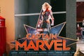 A beautiful standee of a movie called Captain Marvel or Carol Danvers stars by Brie Larson displays showing at cinema