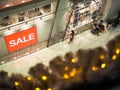 BANGKOK, THAILAND. JAN 1, 2019: Every retails start announcing for SALE to celebrate, Red sign White Text Sale in Shop Display