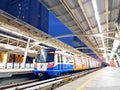 Bangkok, Thailand - Jan 22, 2018: Scene Of Lots Of BTS Skytrain Passengers Waiting Behind The Yellow Line