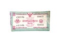 Bangkok, Thailand - January 10, 1967. Antique Lottery is more than 50 years old. Price is 5 baht per ticket. on white background,