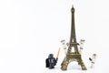 Bangkok, Thailand - January, 17, 2021 :  Lego Star Wars climbing the Eiffel Tower toy at Bangkok, Thailand.Fun scene concept Royalty Free Stock Photo