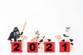 Bangkok, Thailand - January, 17, 2021 : Lego Star Wars rides a bull to celebrate 2021.Year of the Cow by the Year of the 12
