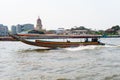 Bangkok, Thailand - January 28, 2019 : Long tail boat in Chao Phraya river in Bangkok