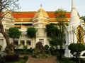 Mausoleums of different styles of the Thai royal family in the gardens of the Royal Cemetery of Wat Ratchabophit temple in Bangkok