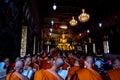 People and Monks praying Buddha in Wat Rakhang Kositaram