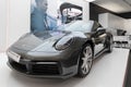 Bangkok, Thailand, January 5, 2020: Porsche 911 Carrera 4s, a new grey luxury and fast supercar from Germany at the