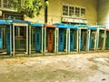Bangkok,Thailand-January 13,2018 : Public telephone not in use old and dirty public telephone Royalty Free Stock Photo