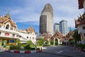 Sunny day in the Buddhist temple of Wat Yannava, Bangkok